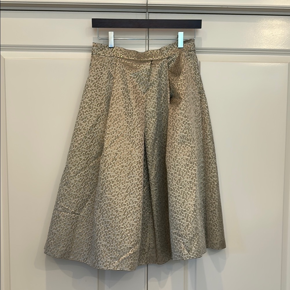 Black Halo Gold Pleated A-Line Cocktail Skirt size 6